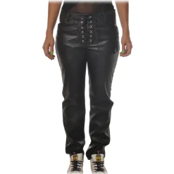 Aniye By - Faux Leather Pants with Tie Detail - Black - Pants - Made in Italy - Luxury Exclusive Collection - Avvenice