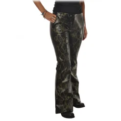 Aniye By - Faux Leather Pant with Python Print - Black - Pants - Made in Italy - Luxury Exclusive Collection - Avvenice