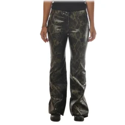 Aniye By - Faux Leather Pant with Python Print - Black - Pants - Made in Italy - Luxury Exclusive Collection - Avvenice