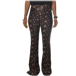 Aniye By - Floral Patterned Flared Pant - Black - Pants - Made in Italy - Luxury Exclusive Collection - Avvenice