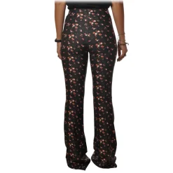 Aniye By - Floral Patterned Flared Pant - Black - Pants - Made in Italy - Luxury Exclusive Collection - Avvenice