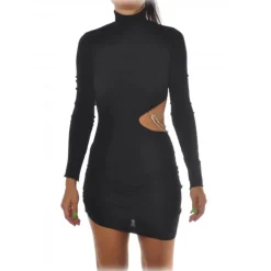 Aniye By - Short Dress Model with Standing Collar - Black - Dress - Made in Italy - Luxury Exclusive Collection - Avvenice