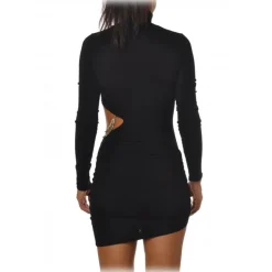 Aniye By - Short Dress Model with Standing Collar - Black - Dress - Made in Italy - Luxury Exclusive Collection - Avvenice