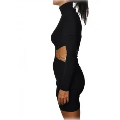 Aniye By - Short Dress Model with Standing Collar - Black - Dress - Made in Italy - Luxury Exclusive Collection - Avvenice