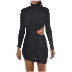 Aniye By - Short Dress with Opening Detail - Black - Dress - Made in Italy - Luxury Exclusive Collection - Avvenice