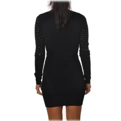 Aniye By - Short Dress with High Neck and Rhinestones - Black - Dress - Made in Italy - Luxury Exclusive Collection - Avvenice