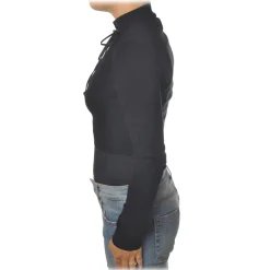 Aniye By - Short Top Model with Standing Collar - Black - Top - Made in Italy - Luxury Exclusive Collection - Avvenice