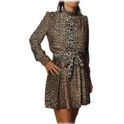 Aniye By - Spotted Dress with Flared Skirt - Black/Beige - Dress - Made in Italy - Luxury Exclusive Collection - Avvenice