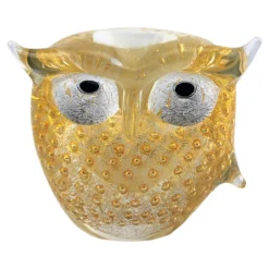 Ars Cenedese Murano - Bollinato Owl 24k Gold - White - Handcrafted Venetian Vase Handmade by Venetian Glassmasters - Luxury - Avvenice