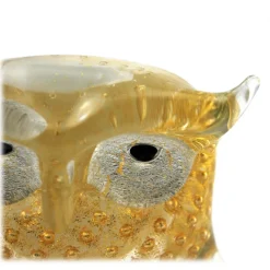 Ars Cenedese Murano - Bollinato Owl 24k Gold - White - Handcrafted Venetian Vase Handmade by Venetian Glassmasters - Luxury - Avvenice