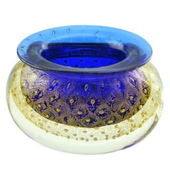 Ars Cenedese Murano - Bollinato Bown 24k Gold - Blue Normal - Venetian Vase Handmade by Venetian Glassmasters - Luxury - Avvenice