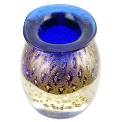 Ars Cenedese Murano - Bollinato Bown 24k Gold - Blue Normal - Venetian Vase Handmade by Venetian Glassmasters - Luxury - Avvenice