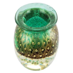 Ars Cenedese Murano - Bollinato Bown 24k Gold - Green - Handcrafted Venetian Vase Handmade by Venetian Glassmasters - Luxury - Avvenice