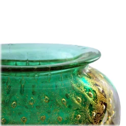 Ars Cenedese Murano - Bollinato Bown 24k Gold - Green - Handcrafted Venetian Vase Handmade by Venetian Glassmasters - Luxury - Avvenice