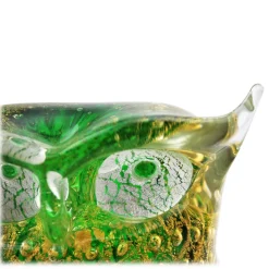 Ars Cenedese Murano - Bollinato Owl 24k Gold - Green - Handcrafted Venetian Vase Handmade by Venetian Glassmasters - Luxury - Avvenice