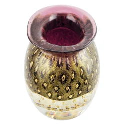 Ars Cenedese Murano - Bollinato Bown 24k Gold - Ruby - Handcrafted Venetian Vase Handmade by Venetian Glassmasters - Luxury - Avvenice