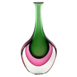 Ars Cenedese Murano - Sommerso Bottle - Green - Handcrafted Venetian Vase Handmade by Venetian Glassmasters - Luxury - Avvenice