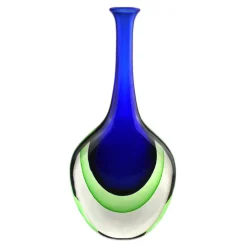 Ars Cenedese Murano - Sommerso Bottle - Blue Green - Handcrafted Venetian Vase Handmade by Venetian Glassmasters - Luxury - Avvenice