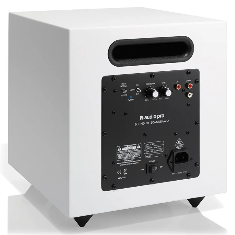 Audio Pro - Addon Sub - White - High Quality Subwoofer - Powered Subwoofer - LFE, RCA, Stereo, Bluetooth - Avvenice