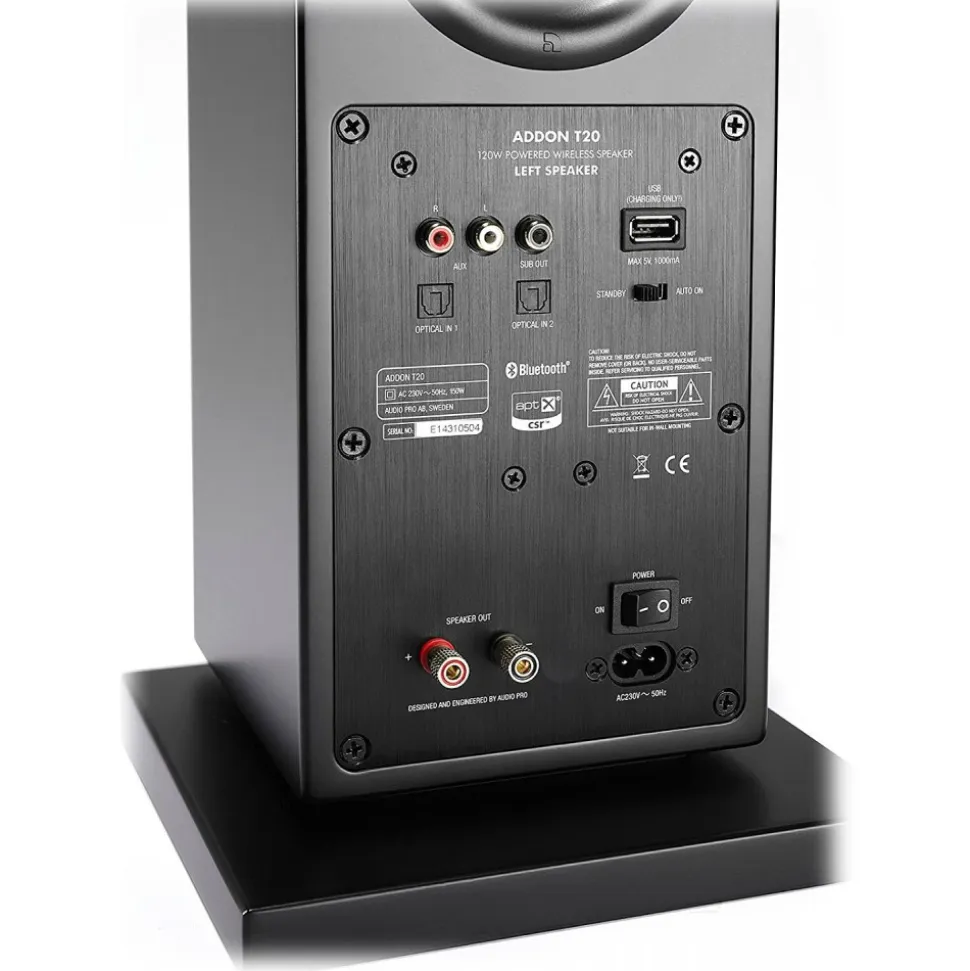 Audio Pro - Addon T20 - Black - High Quality Speaker - Powered Wireless Floorstanding HiFi - USB, Stereo, Bluetooth, Wireless - Avvenice