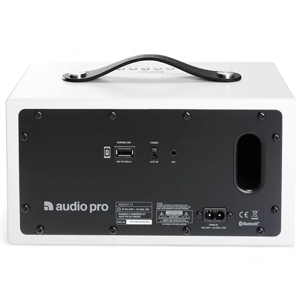 Audio Pro - Addon T5 - White - High Quality Speaker - Powered Wireless Speaker - USB, Stereo, Bluetooth, Wireless - Avvenice