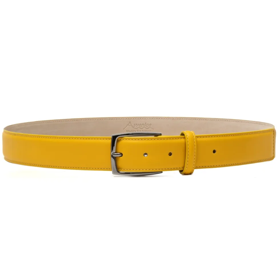 Avvenice - Astrea - Premium Leather Belt - Yellow - Handmade in Italy - Exclusive Luxury Collection - Avvenice