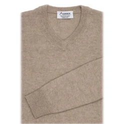 Avvenice - Athus - Man Loro Piana Cashmere V-Neck Sweater - Tundra - Knitwear - Luxury Exclusive Collection - Avvenice