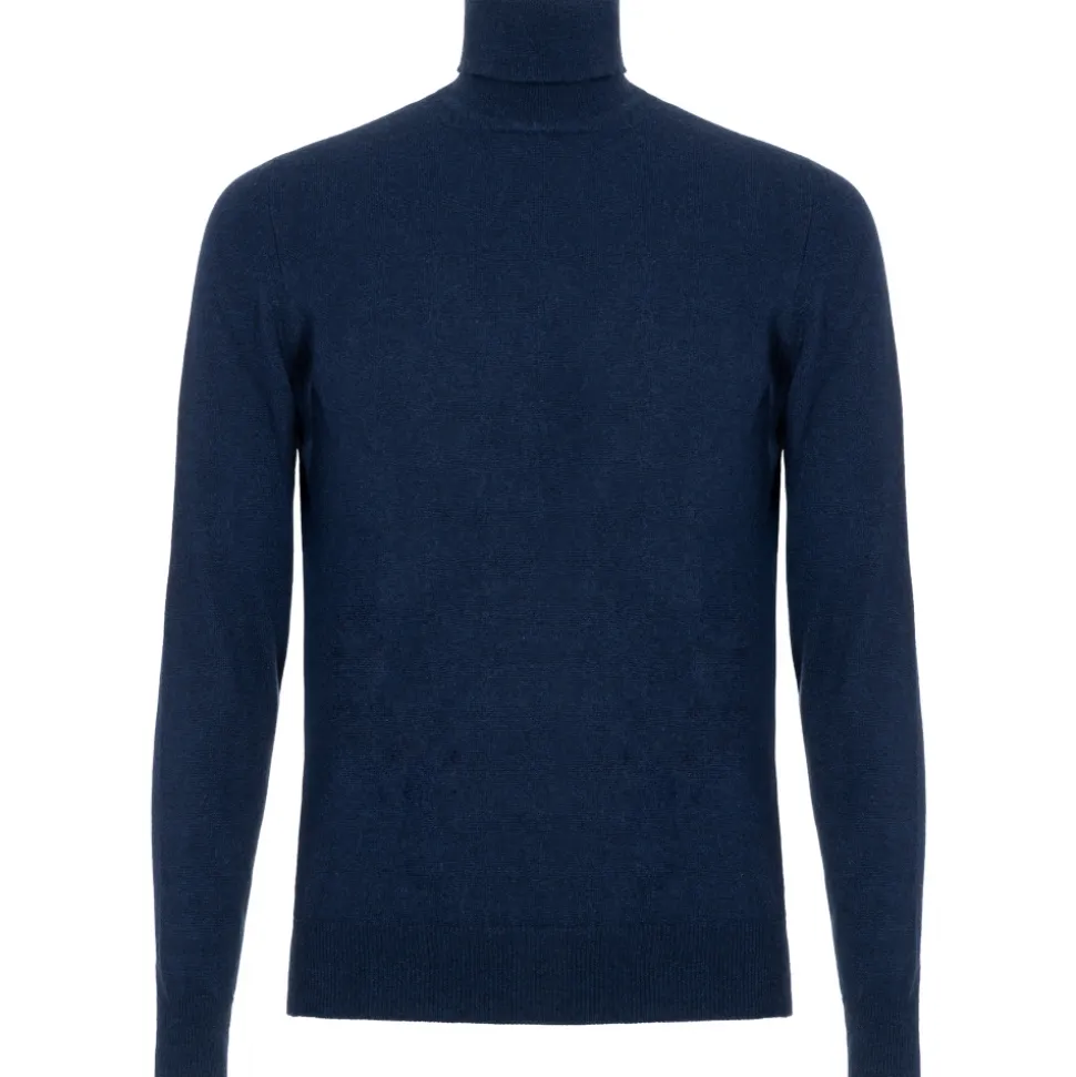 Avvenice - Athus - Man Loro Piana Cashmere Turtleneck Sweater - Blue - Knitwear - Luxury Exclusive Collection - Avvenice