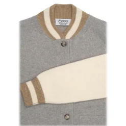 Avvenice - Bomberinbo - Loro Piana Cashmere Tricolor Sweater - Grey Beige Cream  - Knitwear - Luxury Exclusive Collection - Avvenice