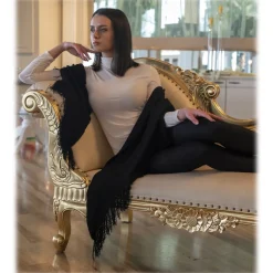 Avvenice - Cape - Precious Cashmere Keffiyeh - Black - Handmade in Italy - Exclusive Luxury Collection - Avvenice