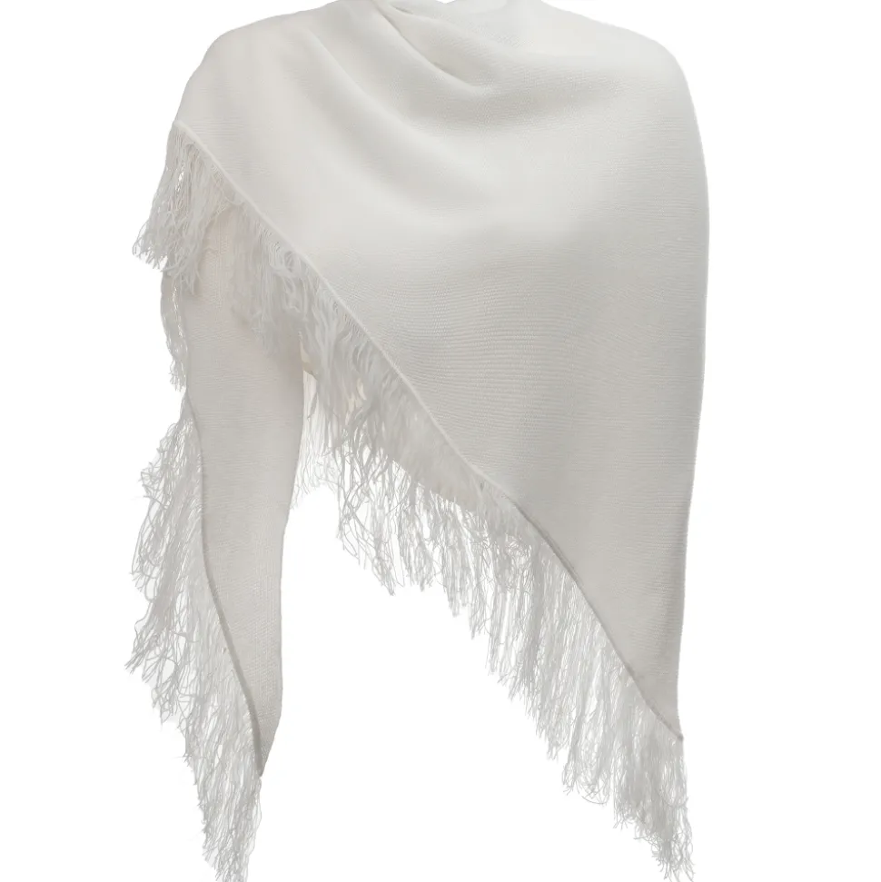 Avvenice - Cape - Precious Cashmere Keffiyeh - Pure Satin White - Handmade in Italy - Exclusive Luxury Collection - Avvenice