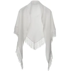 Avvenice - Cape - Precious Cashmere Keffiyeh - Pure Satin White - Handmade in Italy - Exclusive Luxury Collection - Avvenice