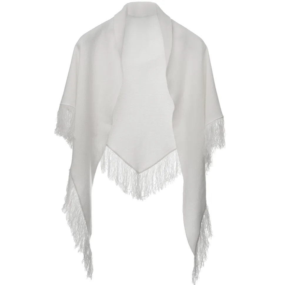 Avvenice - Cape - Precious Cashmere Keffiyeh - Pure Satin White - Handmade in Italy - Exclusive Luxury Collection - Avvenice