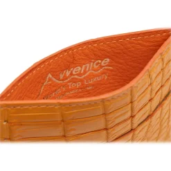 Avvenice - Crocodile Credit Card Holder - Orange - Handmade in Italy - Exclusive Luxury Collection - Avvenice