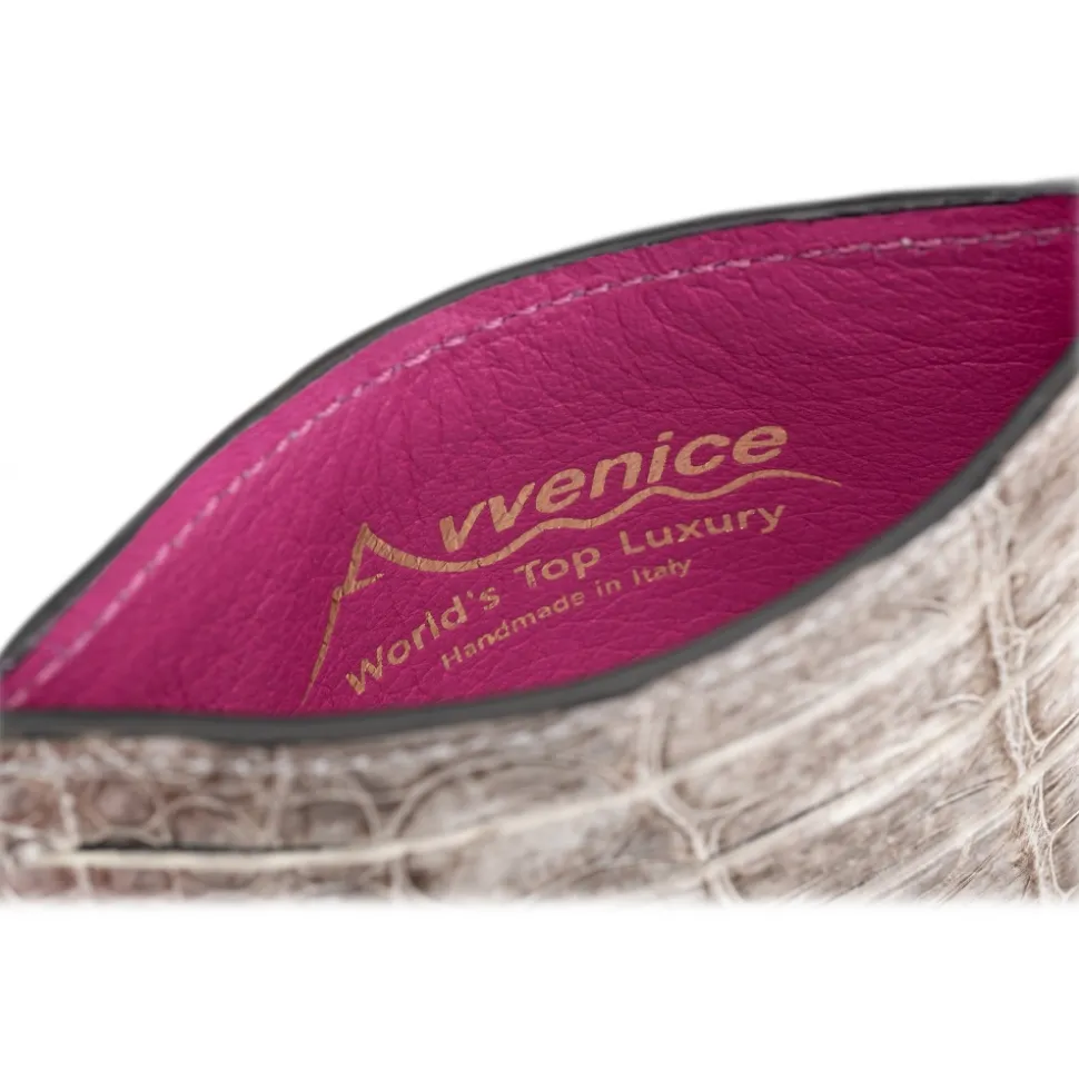 Avvenice - Crocodile Credit Card Holder - Himalaya Fuchsia - Handmade in Italy - Exclusive Luxury Collection - Avvenice