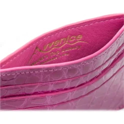 Avvenice - Crocodile Credit Card Holder - Pearly Fuchsia - Handmade in Italy - Exclusive Luxury Collection - Avvenice