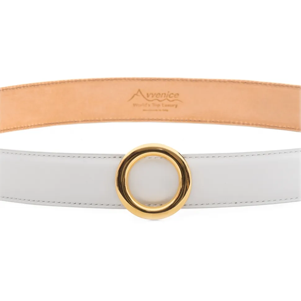 Avvenice - Iris - Premium Leather Belt - White - Handmade in Italy - Exclusive Luxury Collection - Avvenice