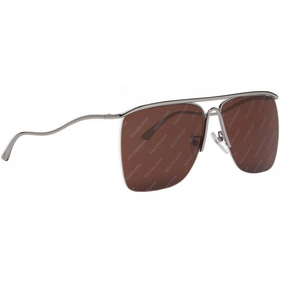 Balenciaga - Curve Navigator Sunglasses - Silver Brown - Sunglasses - Balenciaga Eyewear - Avvenice