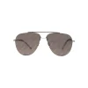 Balenciaga - Invisible Aviator Sunglasses in Silver Metal with Gray Lenses and All-Over Logo - Sunglasses - Balenciaga Eyewear - Avvenice