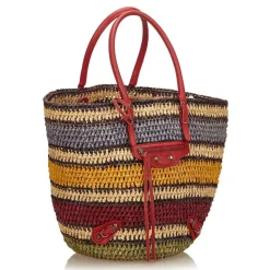 Balenciaga Vintage - Classic Panier Basket Bag - Brown Beige - Leather and Straw Handbag - Luxury High Quality - Avvenice