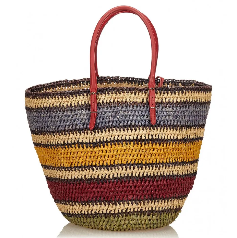 Balenciaga Vintage - Classic Panier Basket Bag - Brown Beige - Leather and Straw Handbag - Luxury High Quality - Avvenice