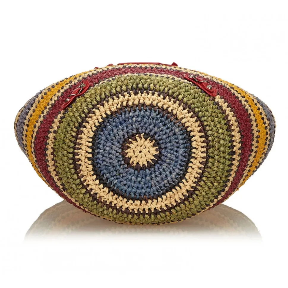 Balenciaga Vintage - Classic Panier Basket Bag - Brown Beige - Leather and Straw Handbag - Luxury High Quality - Avvenice