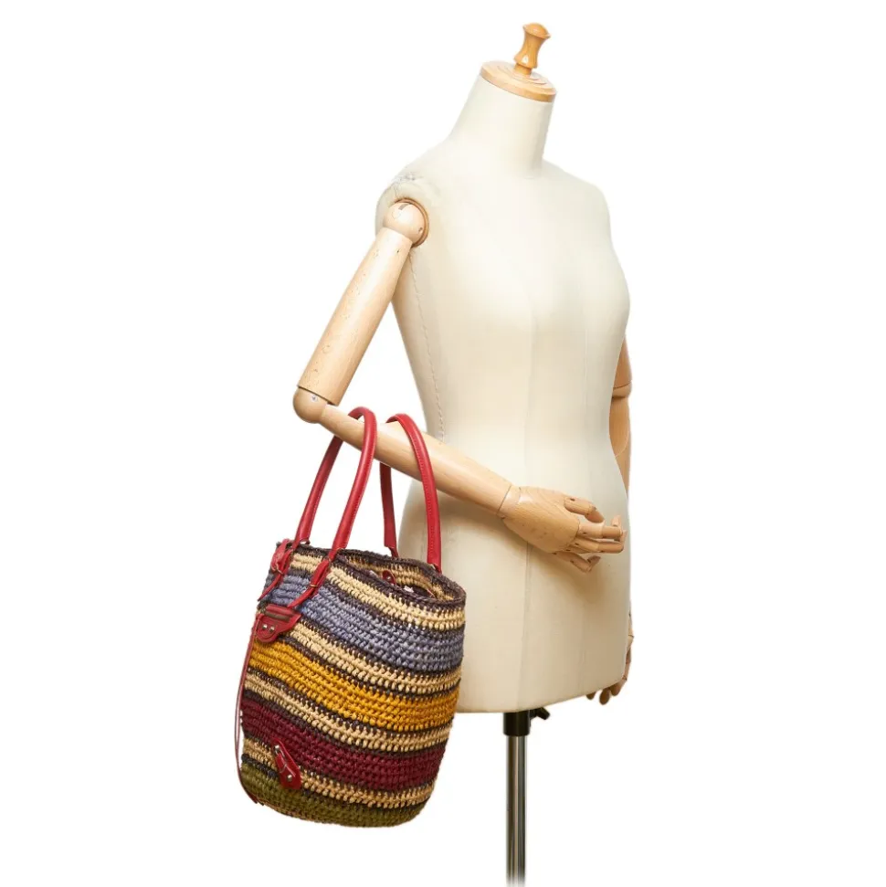 Balenciaga Vintage - Classic Panier Basket Bag - Brown Beige - Leather and Straw Handbag - Luxury High Quality - Avvenice