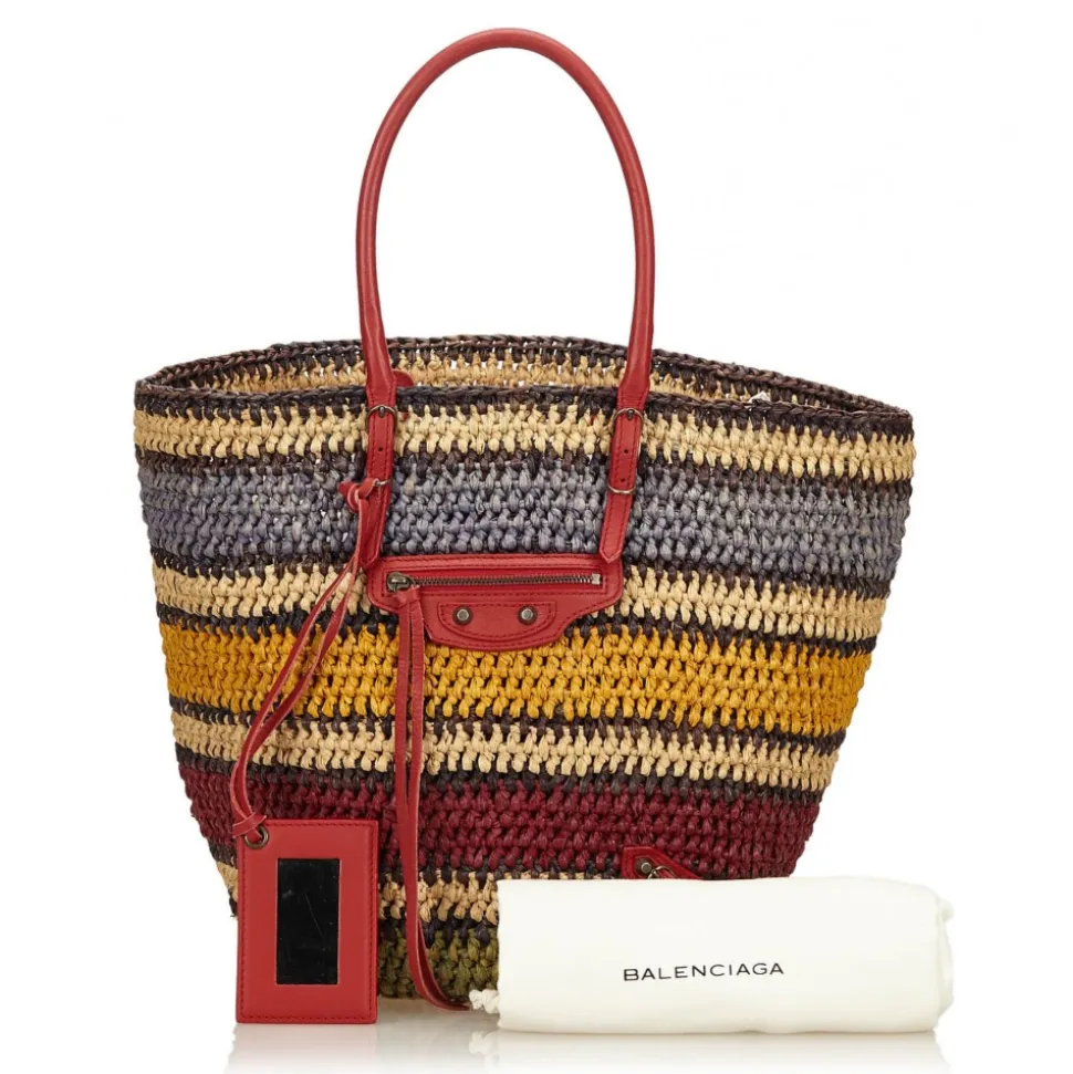 Balenciaga Vintage - Classic Panier Basket Bag - Brown Beige - Leather and Straw Handbag - Luxury High Quality - Avvenice