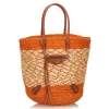 Balenciaga Vintage - Motocross Classic Panier Basket Bag - Orange White - Leather and Straw Handbag - Luxury High Quality - Avvenice