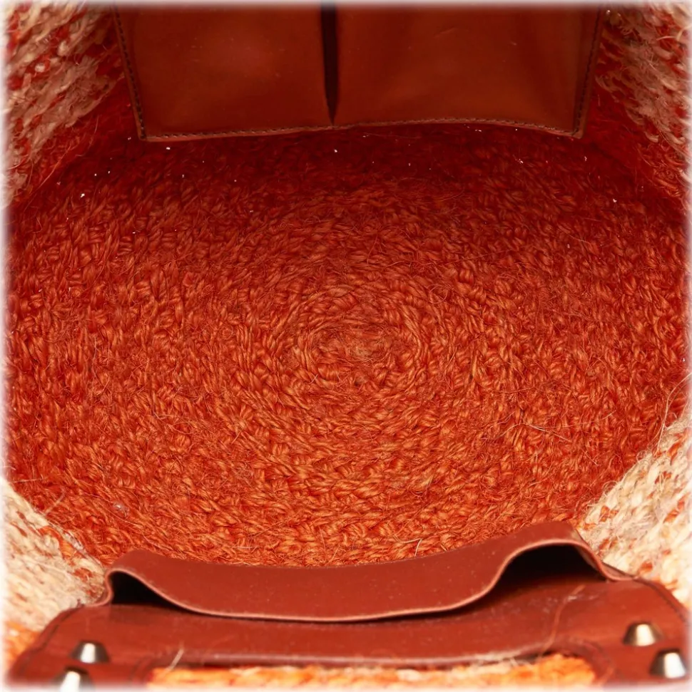Balenciaga Vintage - Motocross Classic Panier Basket Bag - Orange White - Leather and Straw Handbag - Luxury High Quality - Avvenice