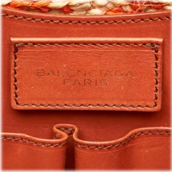 Balenciaga Vintage - Motocross Classic Panier Basket Bag - Orange White - Leather and Straw Handbag - Luxury High Quality - Avvenice