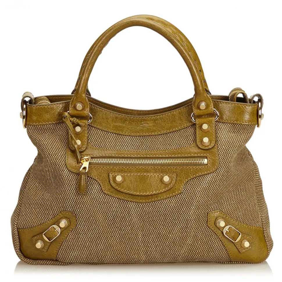 Balenciaga Vintage - Motocross Canvas Giant Town Bag - Brown Beige - Leather and Canvas Handbag - Luxury High Quality - Avvenice
