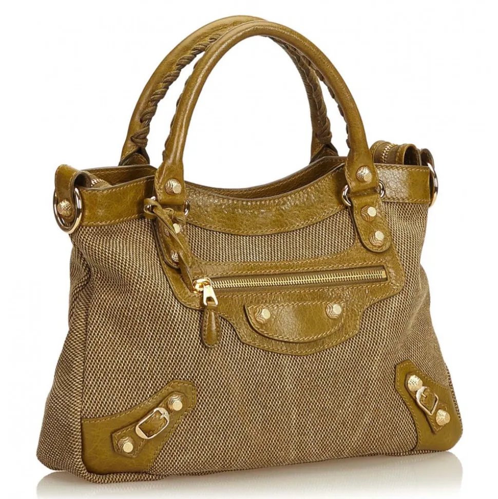 Balenciaga Vintage - Motocross Canvas Giant Town Bag - Brown Beige - Leather and Canvas Handbag - Luxury High Quality - Avvenice