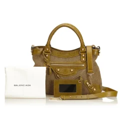Balenciaga Vintage - Motocross Canvas Giant Town Bag - Brown Beige - Leather and Canvas Handbag - Luxury High Quality - Avvenice